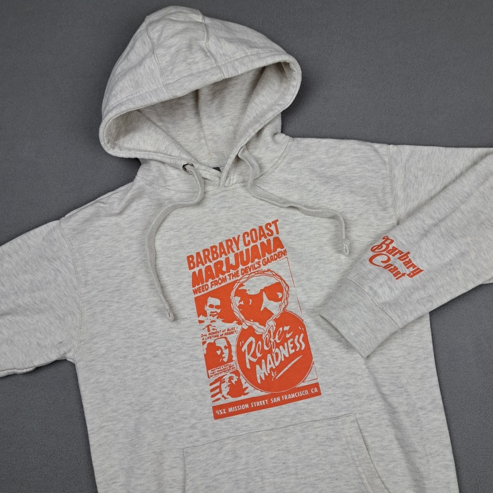 Barbary Coast Hoodie Mens Small Reefer Madness Mary Jane Graphic Print Roo Pouch